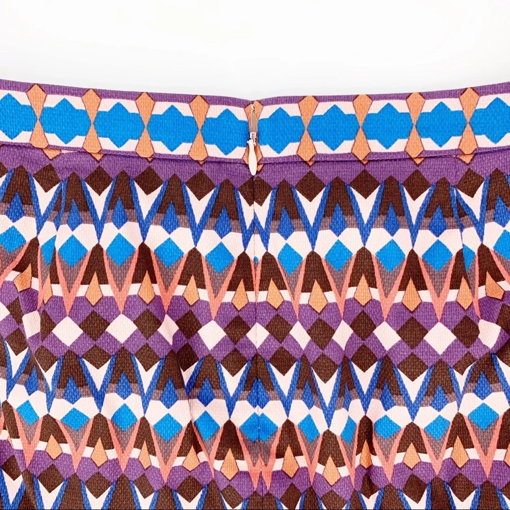 J Crew Mini Skirt 2 Geometric Print Artsy Chic Retro Revival‎ Workwear Mod Style